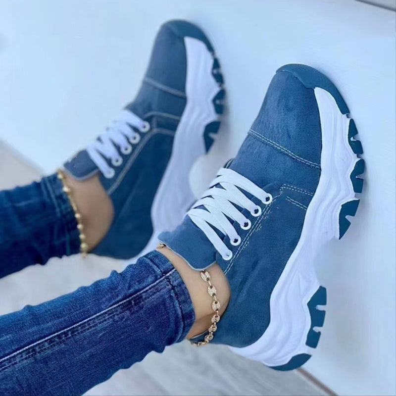 Platform Sport Flats Shoes Lace-up Sneaker Outdoor Walking Casual Shoes Women Platform Sport Flats Shoes Lace-up Sneaker Outdoor Walking Casual Shoes Women